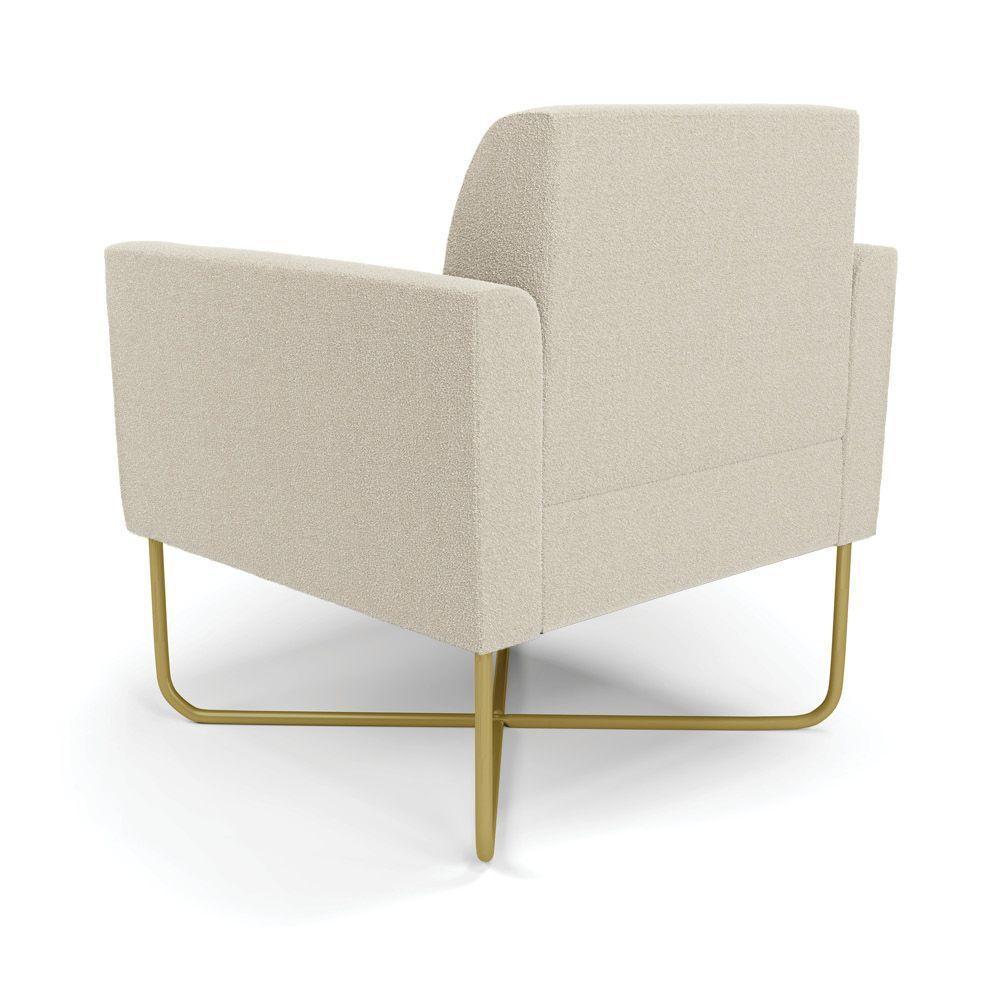 Poltrona Sala Base X Industrial Dourado Kit 2 Marisa Bouclê D03 - D'rossi Cor White - 6