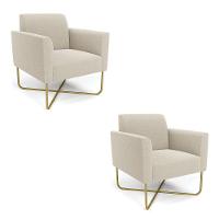 Poltrona Sala Base X Industrial Dourado Kit 2 Marisa Bouclê D03 - D'rossi Cor White - 1