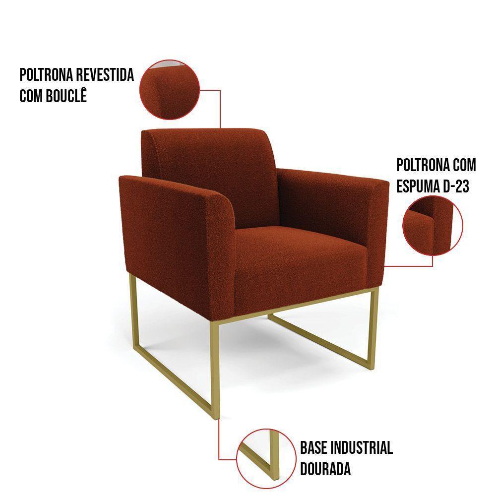 Namoradeira E 2 Poltronas Industrial Dourado Marisa Bouclê Terra D03 - D'rossi - 4