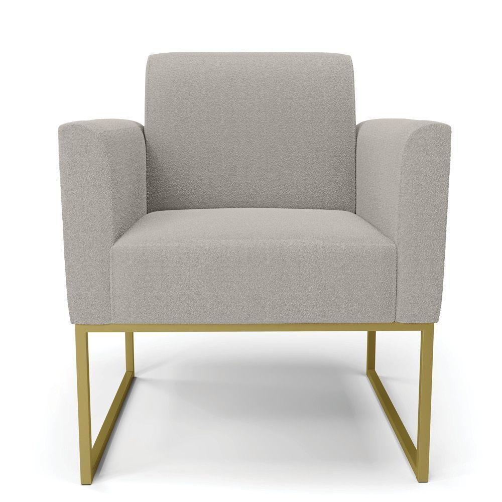 Poltrona Sala Estar Industrial Dourado Kit 2 Marisa Bouclê Cinza D03 - D'rossi - 5