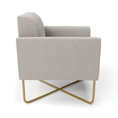 Poltrona Sala Base X Industrial Dourado Kit 2 Marisa Bouclê Cinza D03 - D'rossi