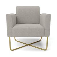 Poltrona Sala Base X Industrial Dourado Kit 2 Marisa Bouclê Cinza D03 - D'rossi