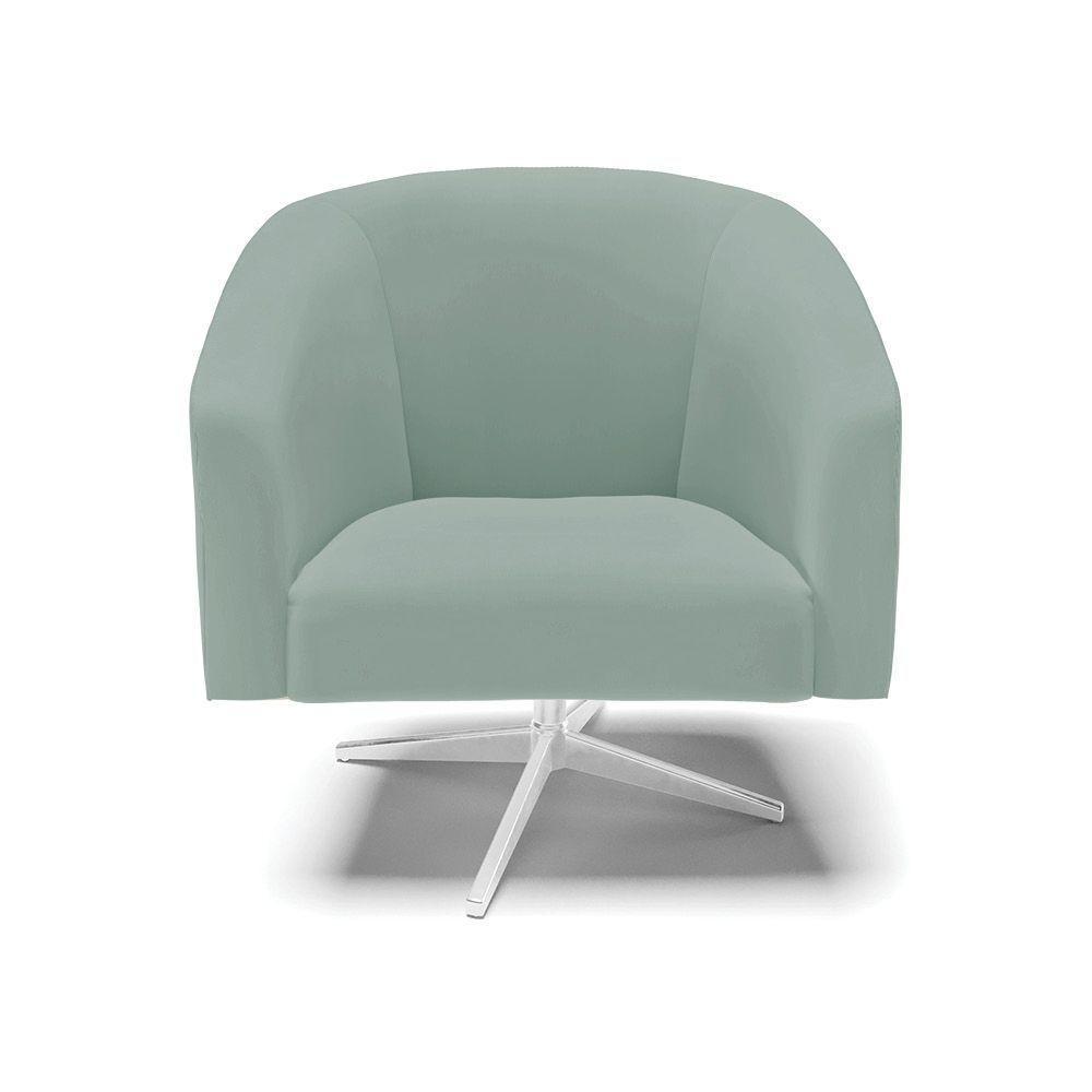 Poltrona Decorativa Giratória Cromada Kit 2 Stella Cotelê Ext/veludo Menta D03 - D'rossi - 6