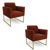 Poltrona Sala Estar Industrial Dourado Kit 2 Marisa Bouclê Terra D03 - D'rossi - 1