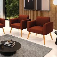 Poltrona Sala Estar Pé Palito Castanho Kit 2 Marisa Bouclê Terra D03 - D'rossi - 2