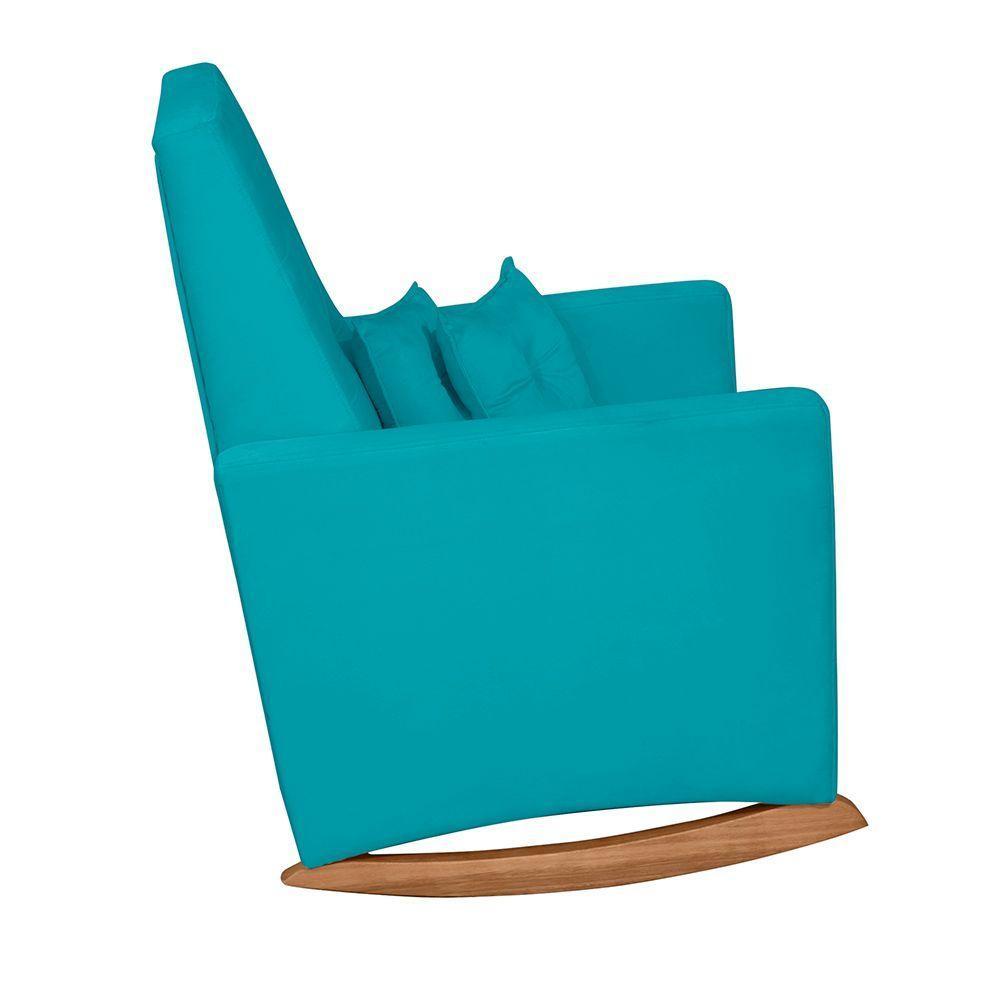 Poltrona De Amamentação Com Balanço E Puff Lizzi Veludo Azul Turquesa F06 - D'rossi - 5