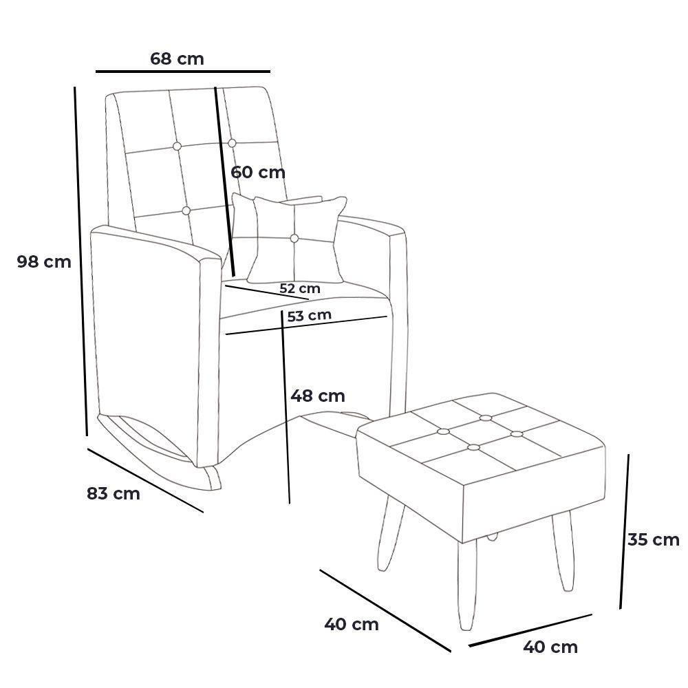 Poltrona De Amamentação Com Balanço E Puff Lizzi Veludo Azul F06 - D'rossi - 3
