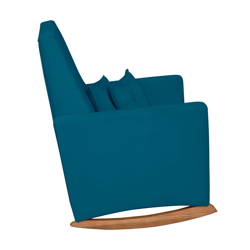 Poltrona De Amamentação Com Balanço E Puff Lizzi Veludo Azul F06 - D'rossi - 5