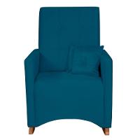 Poltrona De Amamentação Com Balanço E Puff Lizzi Veludo Azul F06 - D'rossi