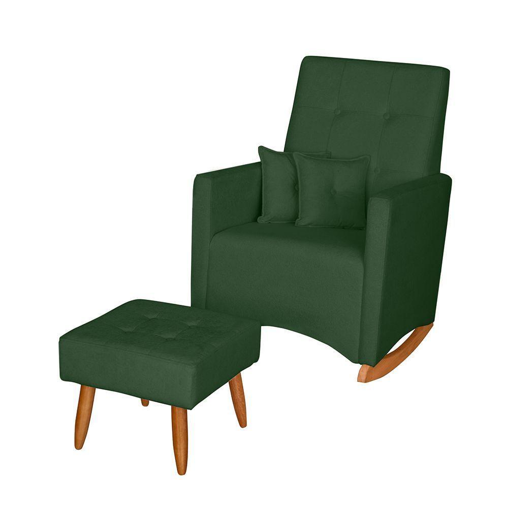 Poltrona De Amamentação Com Balanço E Puff Lizzi Bouclê Verde F06 - D'rossi - 1