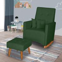 Poltrona De Amamentação Com Balanço E Puff Lizzi Bouclê Verde F06 - D'rossi - 2