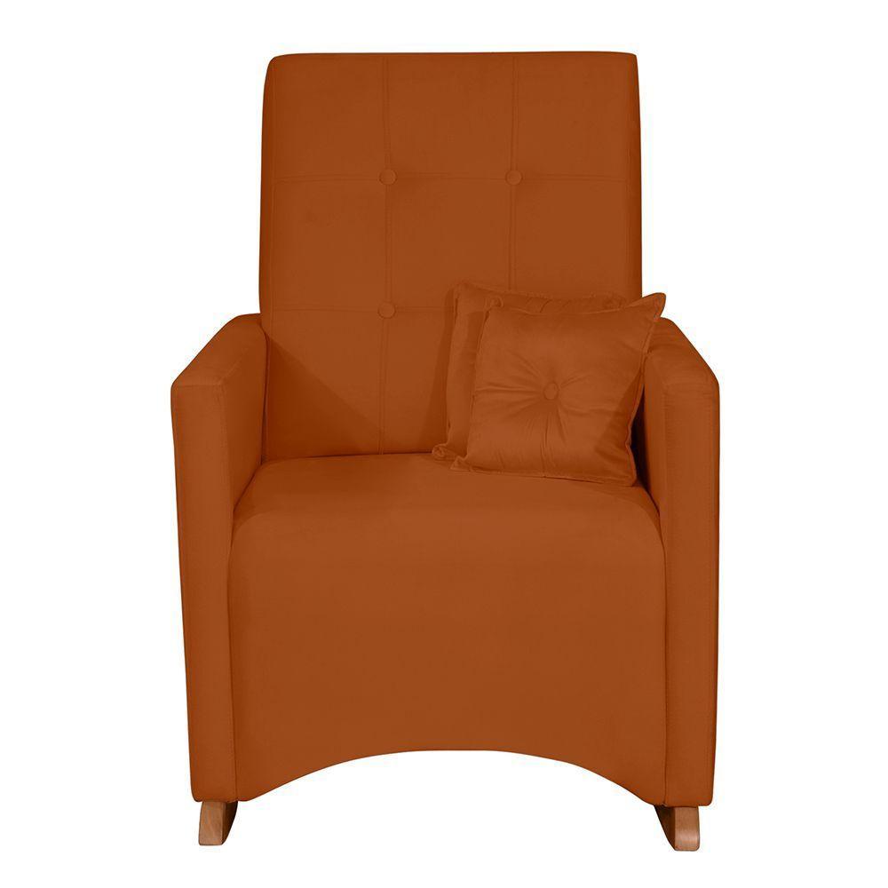 Poltrona De Amamentação Com Balanço E Puff Lizzi Veludo Terracota F06 - D'rossi - 4