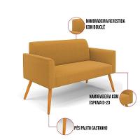 Namoradeira E 2 Poltronas Pé Palito Castanho Marisa Bouclê Mostarda D03 - D'rossi - 3