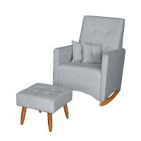 Poltrona De Amamentação Com Balanço E Puff Lizzi Bouclê Cinza F06 - D'rossi - 1