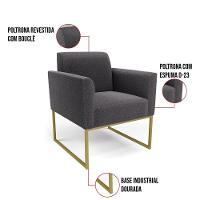 Namoradeira E 2 Poltronas Industrial Dourado Marisa Bouclê Grafite D03 - D'rossi