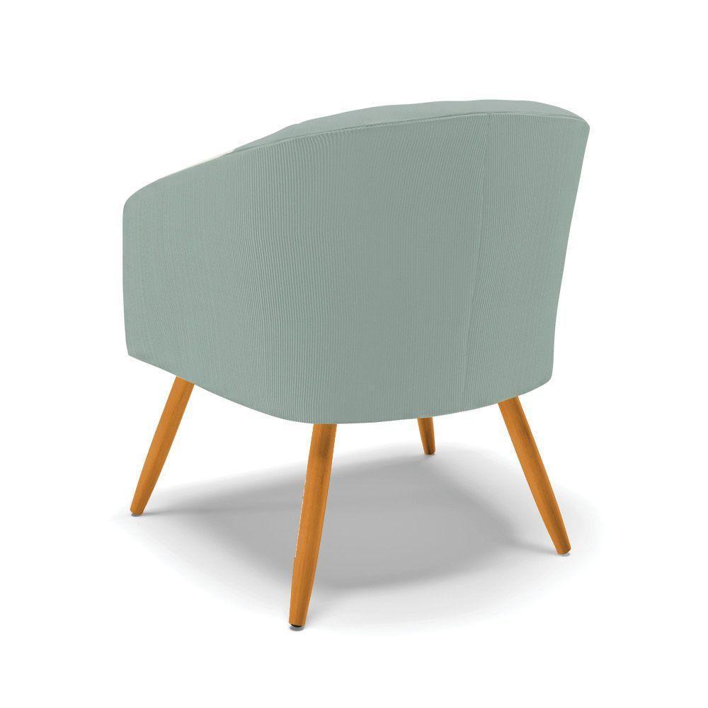Poltrona Decorativa Pé Palito Castanho Kit 2 Stella Cotelê Ext/veludo Menta D03 - D'rossi - 7