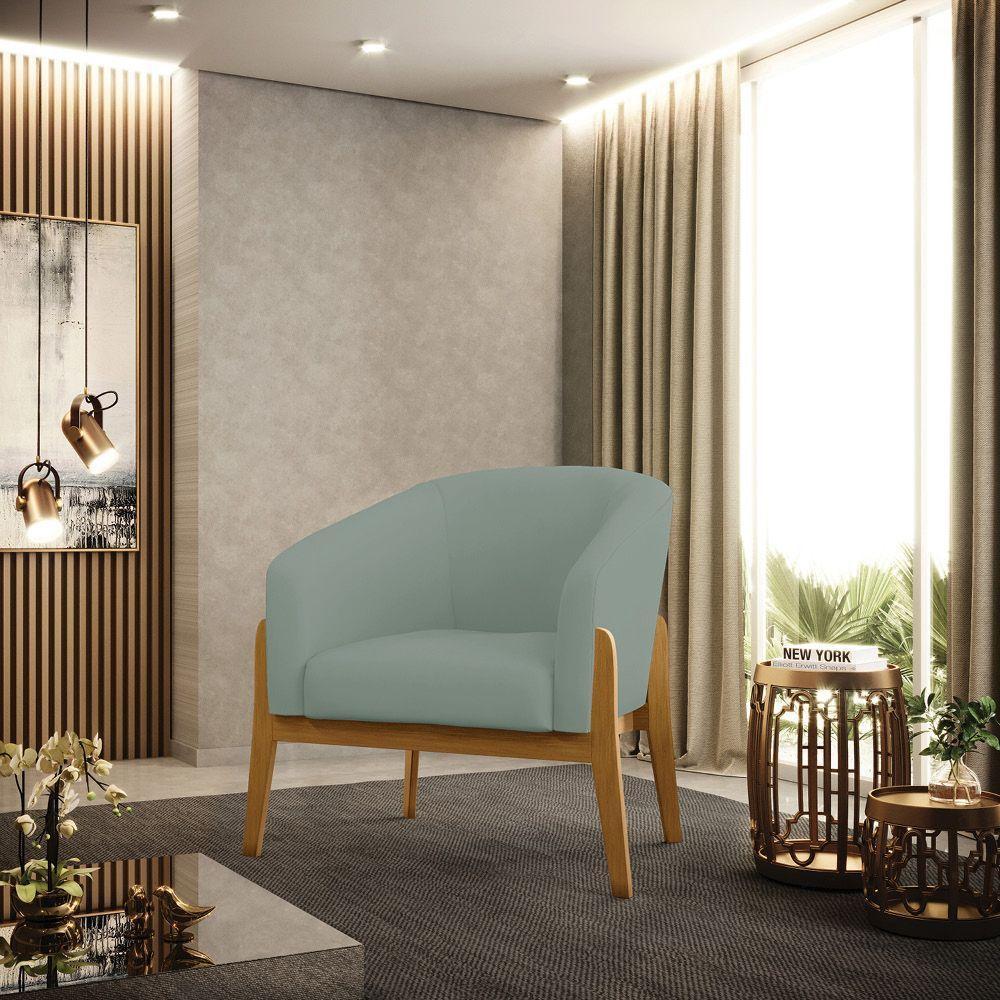 Poltrona Decorativa Base Madeira Stella Cotelê Ext/veludo Menta D03 - D'rossi - 2