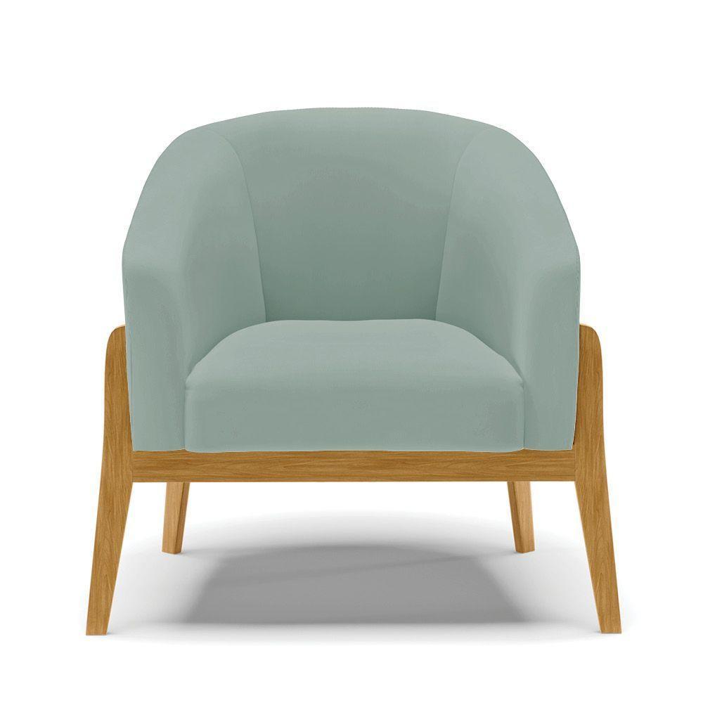 Poltrona Decorativa Base Madeira Stella Cotelê Ext/veludo Menta D03 - D'rossi - 6