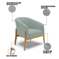 Poltrona Decorativa Base Madeira Stella Cotelê Ext/veludo Menta D03 - D'rossi - 3