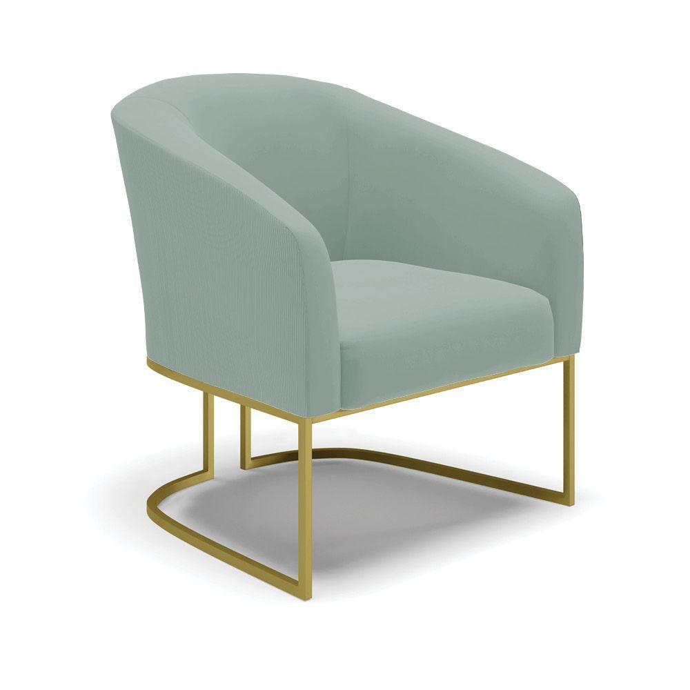 Poltrona Decorativa Industrial Dourado Stella Cotelê Ext/veludo Menta D03 - D'rossi - 1