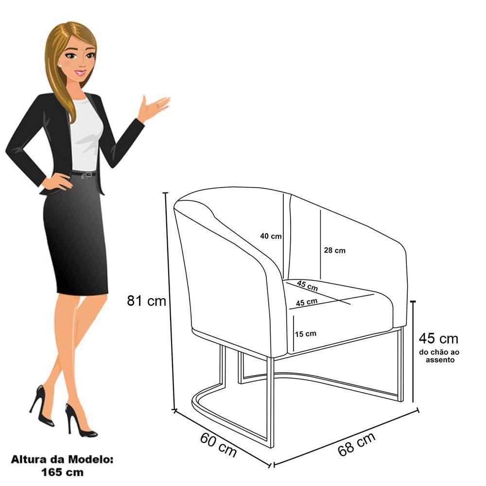 Poltrona Decorativa Industrial Dourado Stella Cotelê Ext/veludo Menta D03 - D'rossi - 4