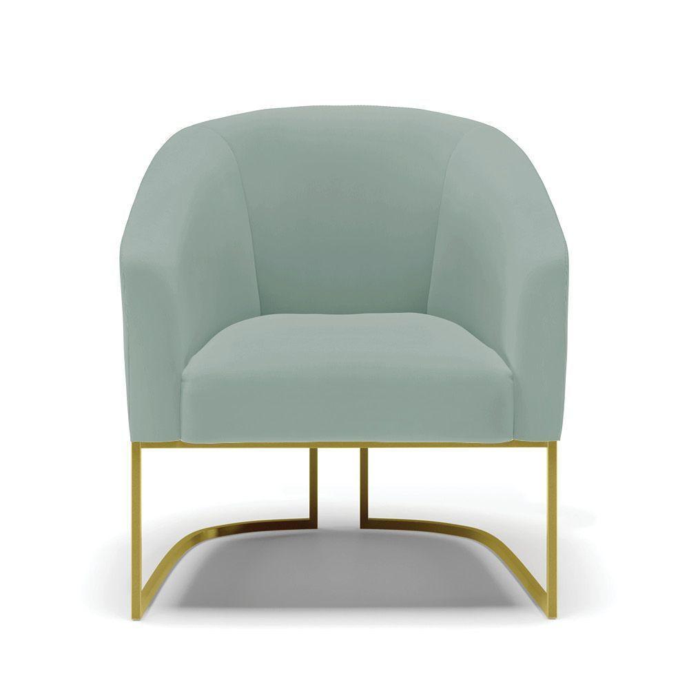 Poltrona Decorativa Industrial Dourado Stella Cotelê Ext/veludo Menta D03 - D'rossi - 6