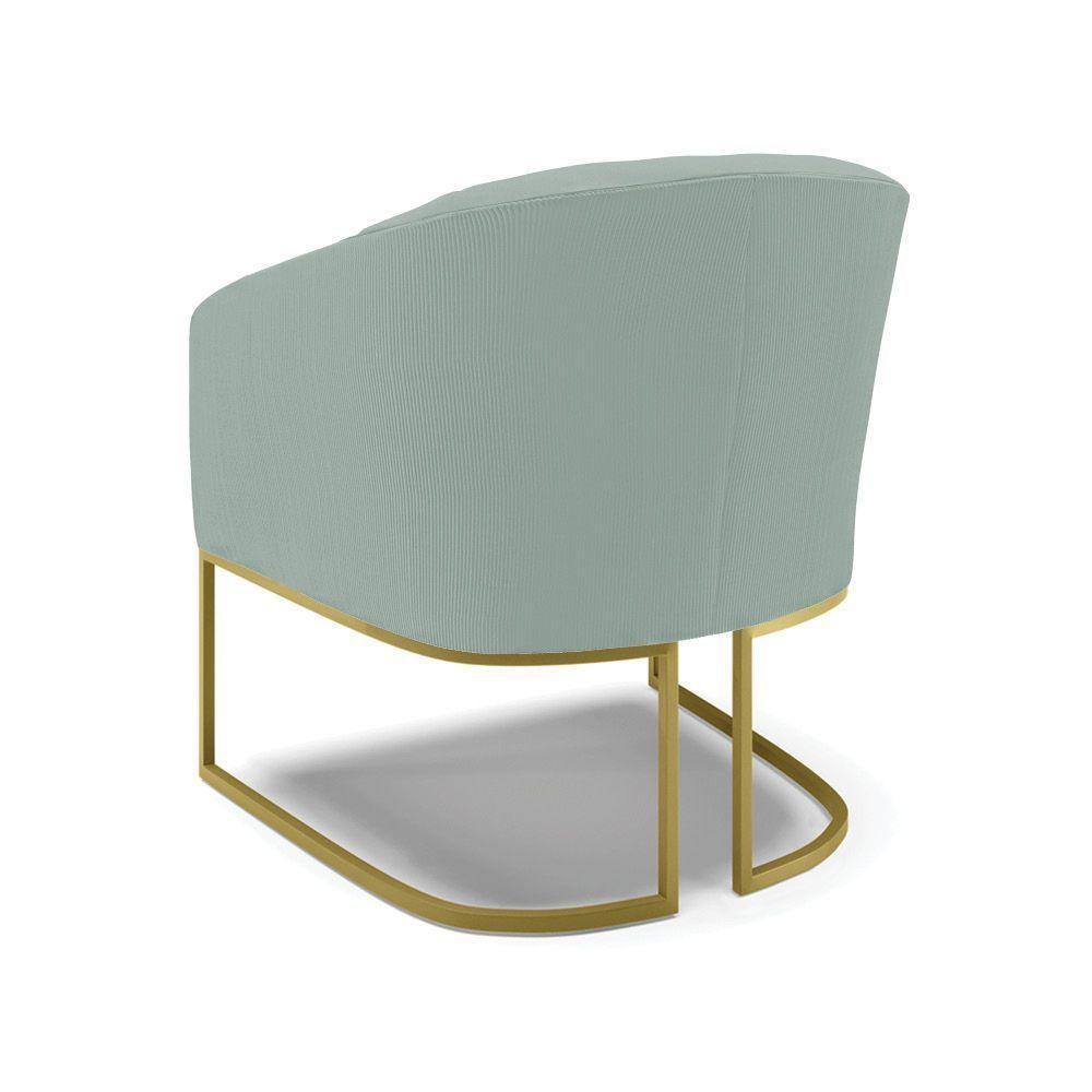 Poltrona Decorativa Industrial Dourado Stella Cotelê Ext/veludo Menta D03 - D'rossi - 7