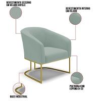 Poltrona Decorativa Industrial Dourado Stella Cotelê Ext/veludo Menta D03 - D'rossi - 3