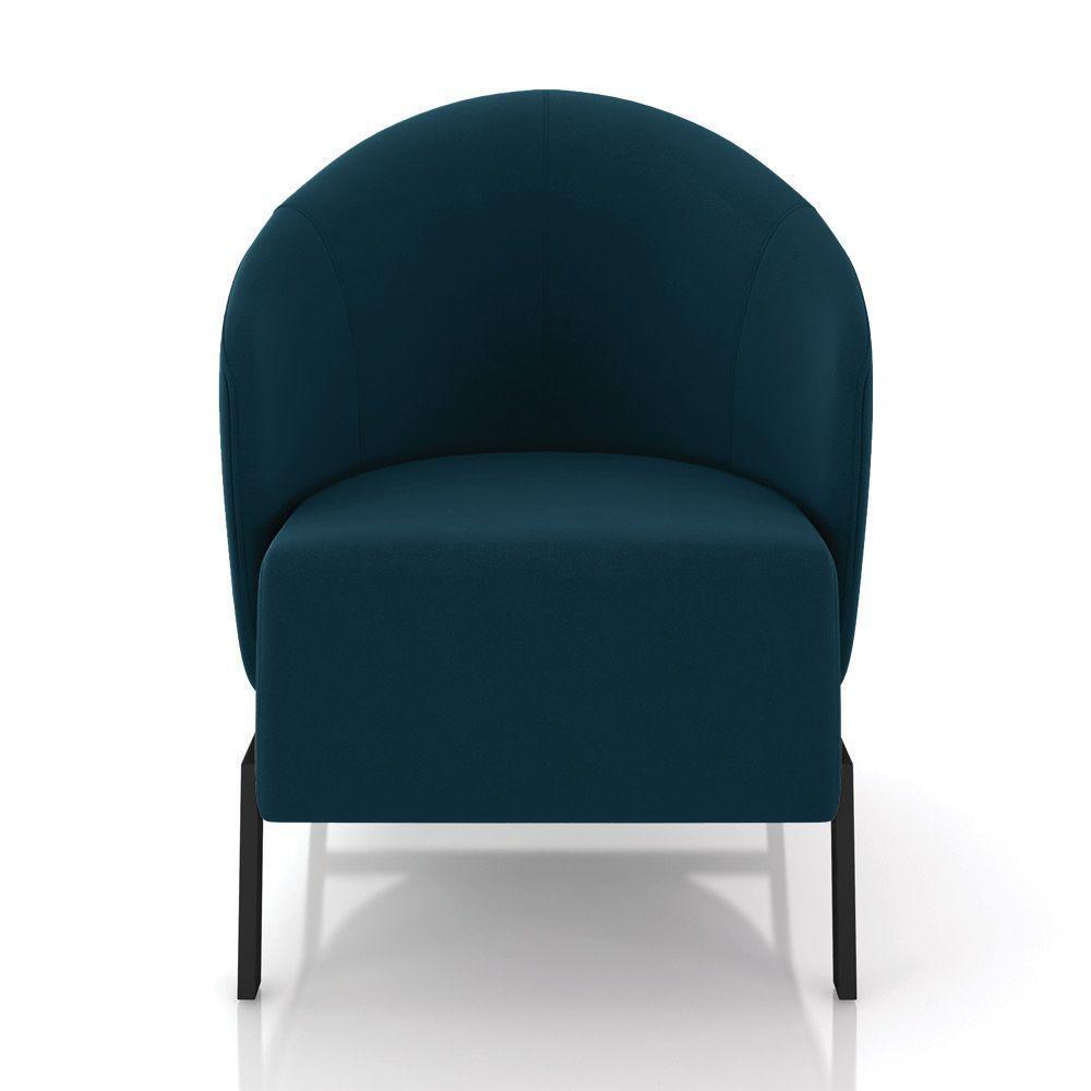 Poltrona Sala De Estar Base Industrial Luar Veludo Azul K01 - D'rossi - 5