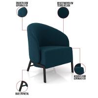 Poltrona Sala De Estar Base Industrial Luar Veludo Azul K01 - D'rossi - 3