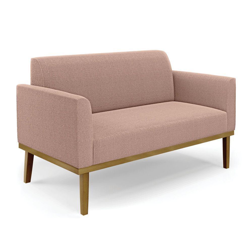 Namoradeira E Poltrona Base Madeira Castanho Marisa Bouclê Rosê D03 - D'rossi - 7