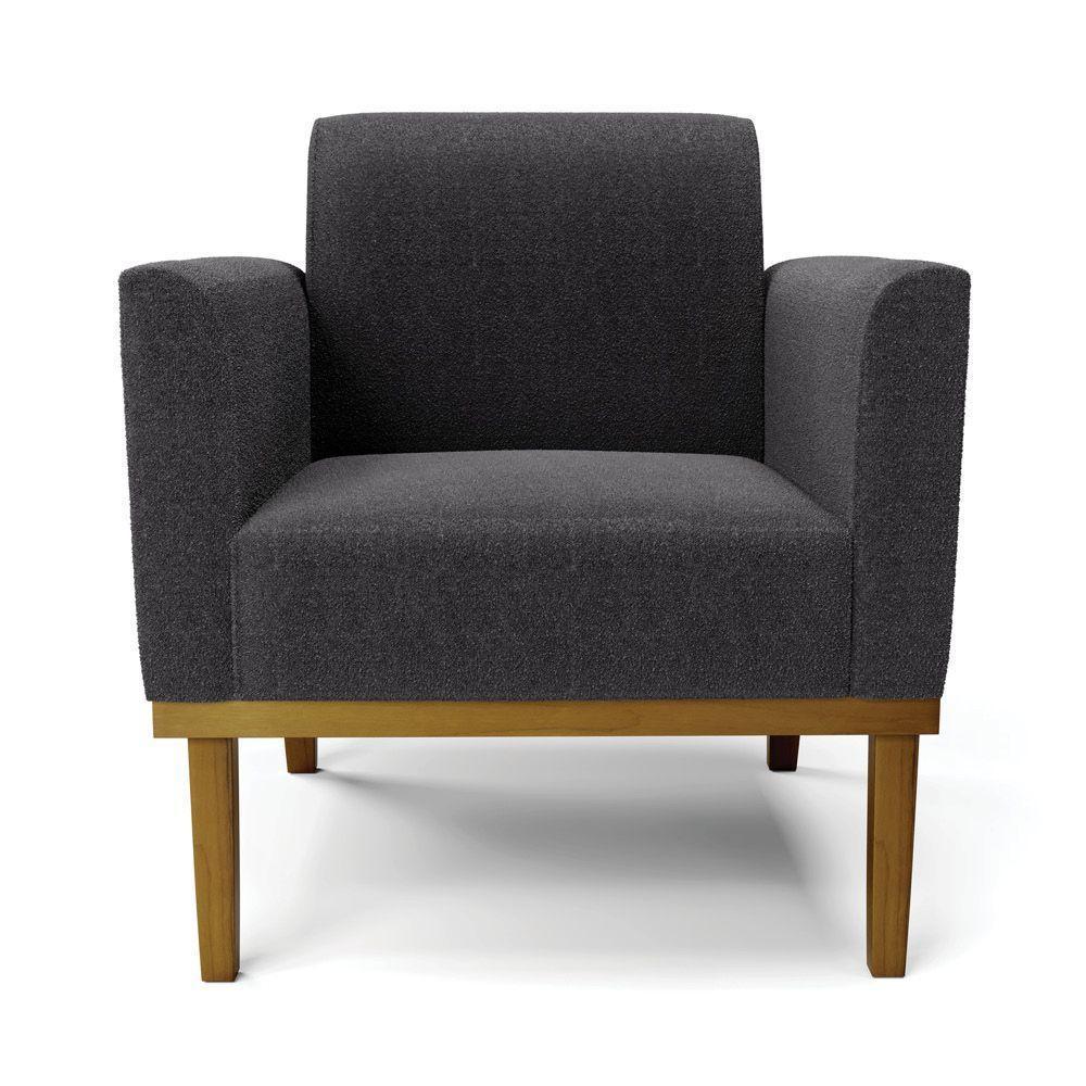 Poltrona Para Sala Base Madeira Castanho Marisa Bouclê Grafite D03 - D'rossi - 5