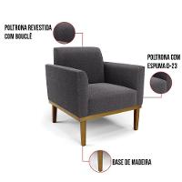 Namoradeira E Poltrona Base Madeira Castanho Marisa Bouclê Grafite D03 - D'rossi