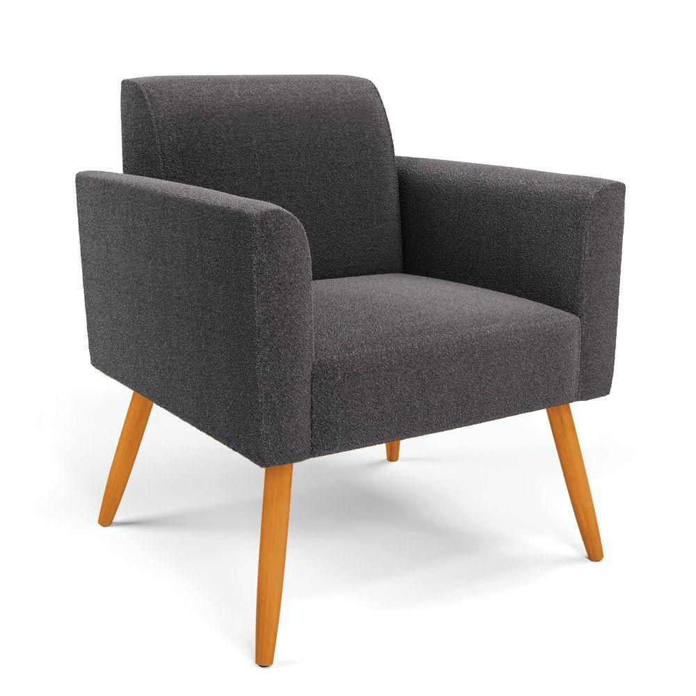 Poltrona Sala Estar Pé Palito Castanho Marisa Bouclê Grafite D03 - D'rossi - 1