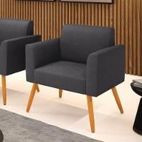 Poltrona Sala Estar Pé Palito Castanho Marisa Bouclê Grafite D03 - D'rossi - 2