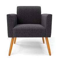 Poltrona Sala Estar Pé Palito Castanho Marisa Bouclê Grafite D03 - D'rossi - 5