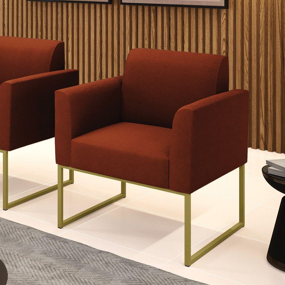 Poltrona Sala De Estar Industrial Dourado Marisa Bouclê Terra D03 - D'rossi - 2