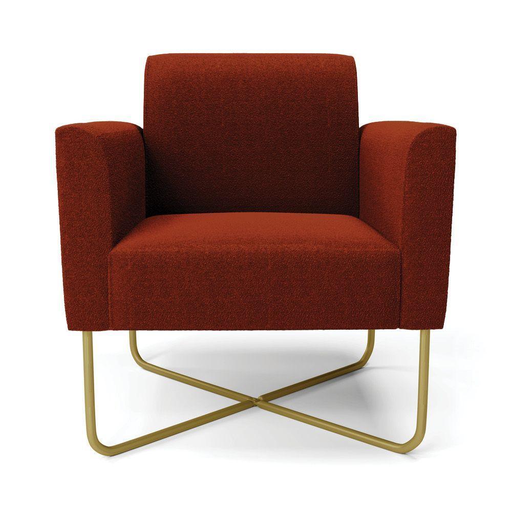 Poltrona Sala Base X Industrial Dourado Marisa Bouclê Terra D03 - D'rossi - 4