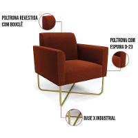 Poltrona Sala Base X Industrial Dourado Marisa Bouclê Terra D03 - D'rossi - 2