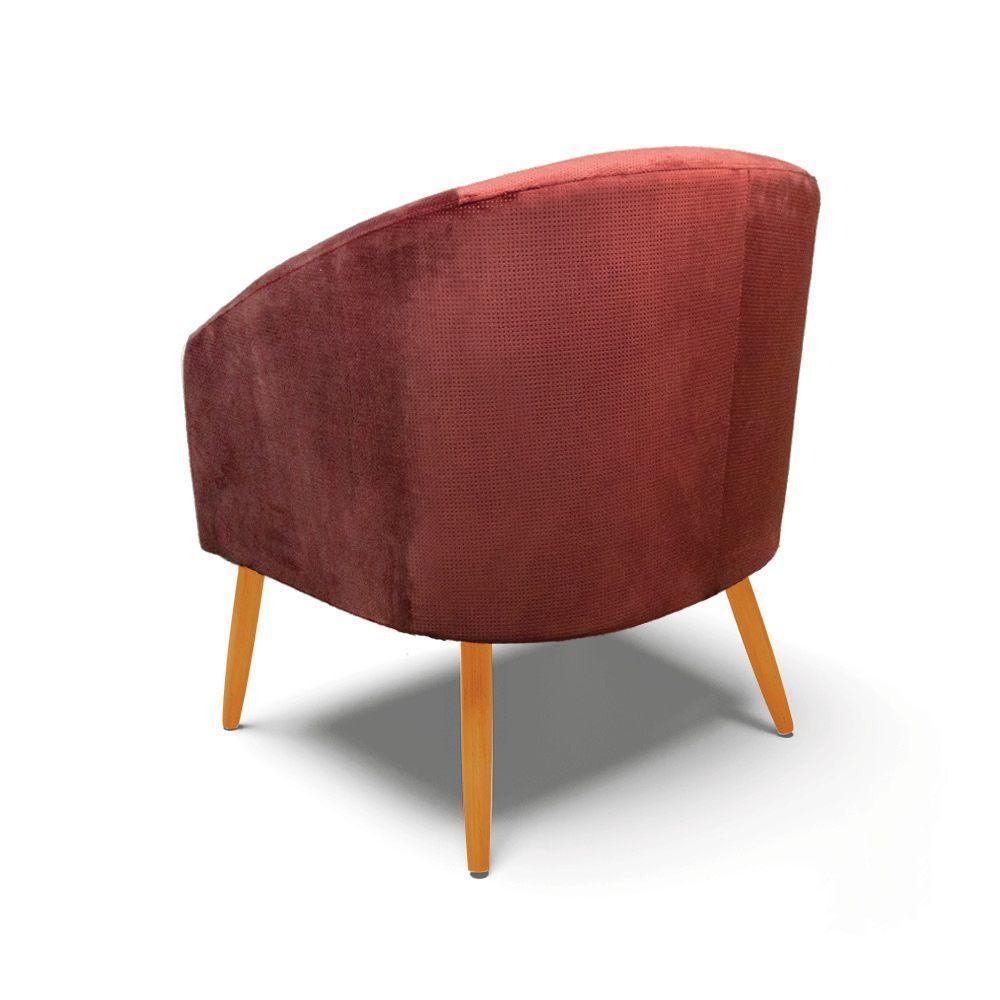 Poltrona Decorativa Pé Palito Castanho Stella Veludo Text Marsala D03 - D'rossi - 7