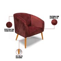 Poltrona Decorativa Pé Palito Castanho Stella Veludo Text Marsala D03 - D'rossi - 3
