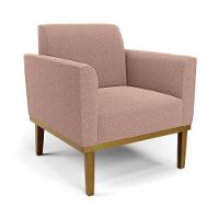 Poltrona Para Sala Base Madeira Castanho Marisa Bouclê Rosê D03 - D'rossi - 1