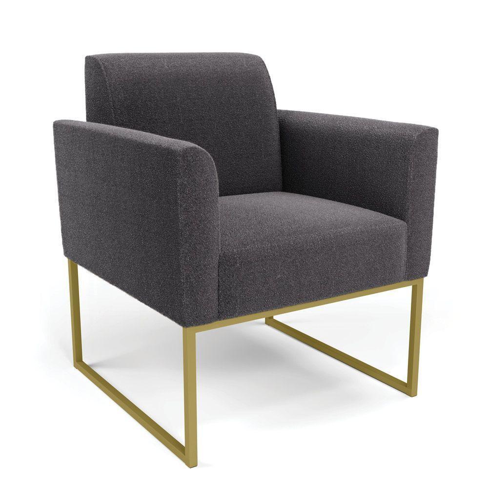 Poltrona Sala De Estar Industrial Dourado Marisa Bouclê Grafite D03 - D'rossi - 1