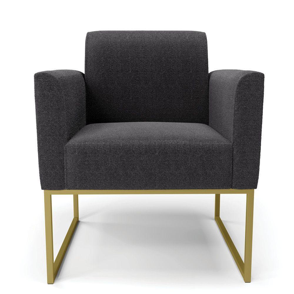 Poltrona Sala De Estar Industrial Dourado Marisa Bouclê Grafite D03 - D'rossi - 5
