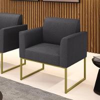 Poltrona Sala De Estar Industrial Dourado Marisa Bouclê Grafite D03 - D'rossi - 2