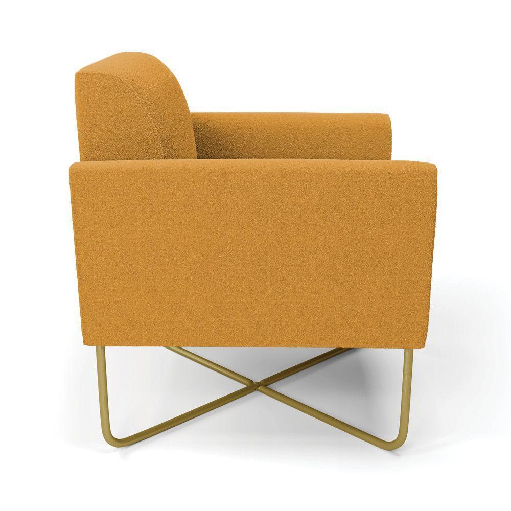 Poltrona Sala Base X Industrial Dourado Marisa Bouclê Mostarda D03 - D'rossi - 5