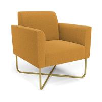 Poltrona Sala Base X Industrial Dourado Marisa Bouclê Mostarda D03 - D'rossi - 1