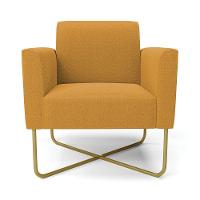 Poltrona Sala Base X Industrial Dourado Marisa Bouclê Mostarda D03 - D'rossi