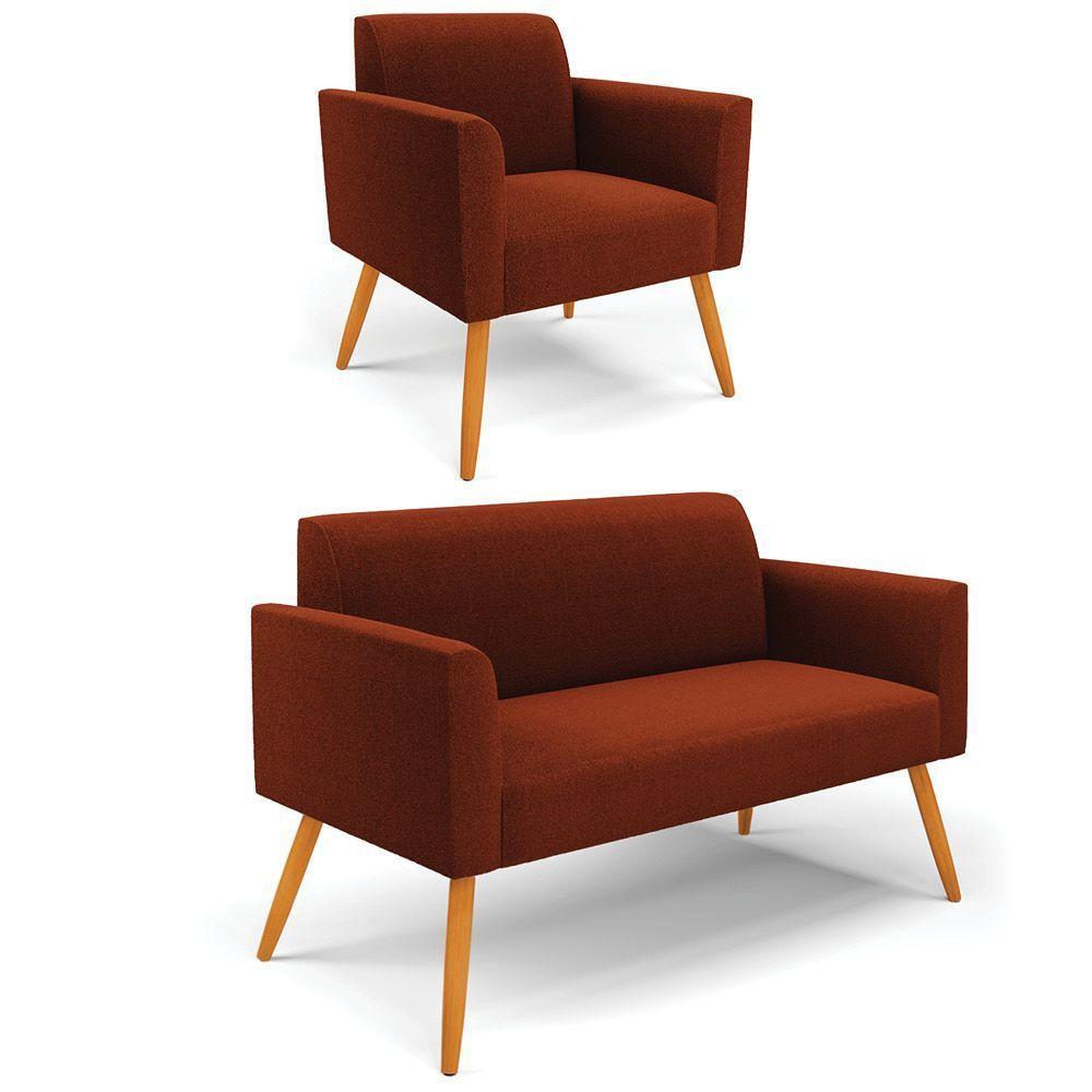 Namoradeira E Poltrona Pé Palito Castanho Marisa Bouclê Terra D03 - D'rossi - 1