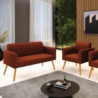 Namoradeira E Poltrona Pé Palito Castanho Marisa Bouclê Terra D03 - D'rossi - 2